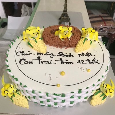 Bánh Kem Thôi Nôi Bé Trai 1 Tuổi Hình Con Giáp