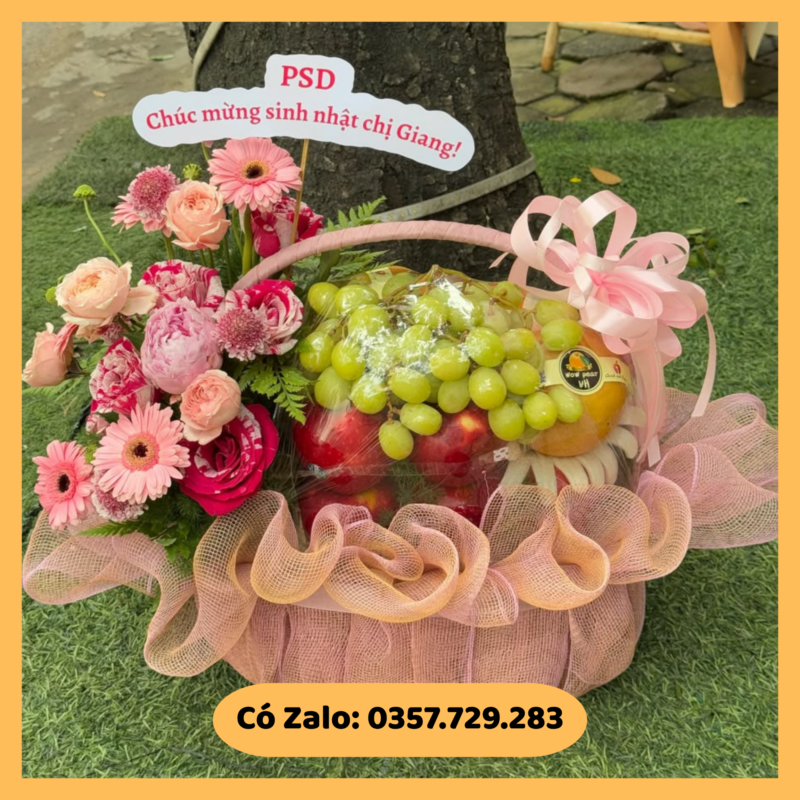 Mẫu giỏ trái cây tươi hoàn thiện chuẩn bị đóng gói giao đến Xã Đắc Pring