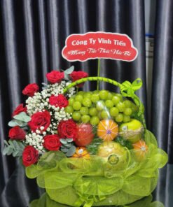 Giỏ Trái Cây Kèm Hoa Tươi Khai Trương Rực Rỡ