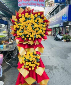 Kệ Hoa Khai Trương Hồng Phát 2 Tầng Cam Vàng Rực Rỡ