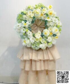 Vòng Hoa Chia Buồn Sang Trọng Tone Vàng Trắng Tươi Thắm