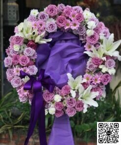 Vòng Hoa Tang Lễ Tone Trắng Tím U Buồn